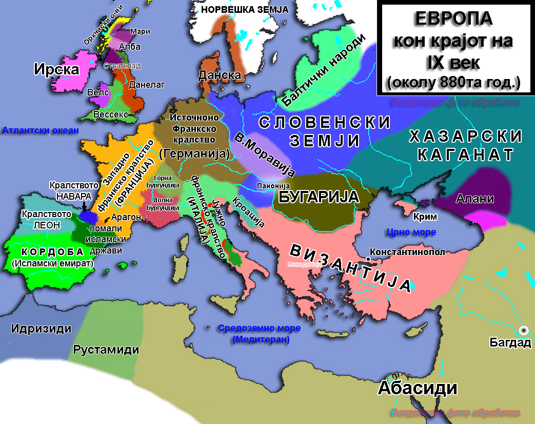 карта на Европа 880 година